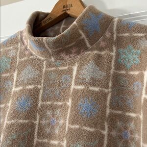 Vintage Bobbie Brooks Pinebark Winter Theme Pullover Fleece w Measurements Sz XL